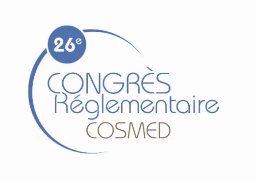 visuel CONGRES REGLEMENTAIRE COSMED 2026 fond blanc écriture bleu
