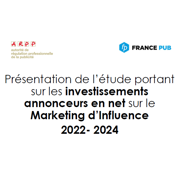 Présentation de l’étude portant sur les investissements annonceurs en net sur le Marketing d’Influence 2022- 2024