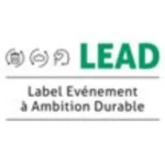 logo label lead de base, fond blanc, LEAD ecrit en rand et vert, et en dessous ecrit en noir "Labellise évènement a ambition durable"