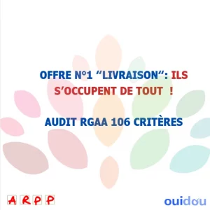 visuel du partenariat accessibilité numérique ARPP x OUIDOU, aux couleurs principales bleu foncé, rouge et blanc